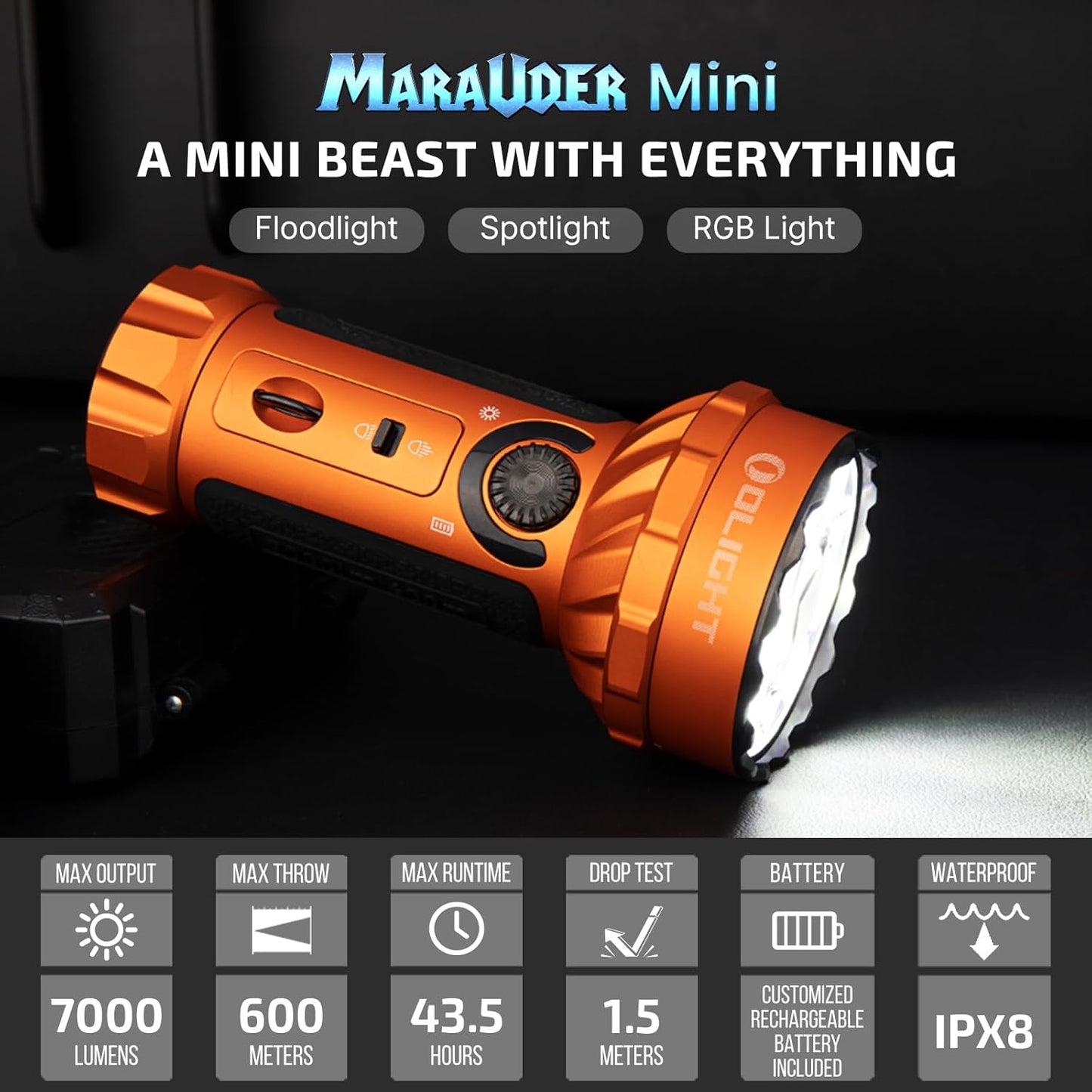 OLIGHT Marauder Mini FLASHLIGHT (ORANGE)