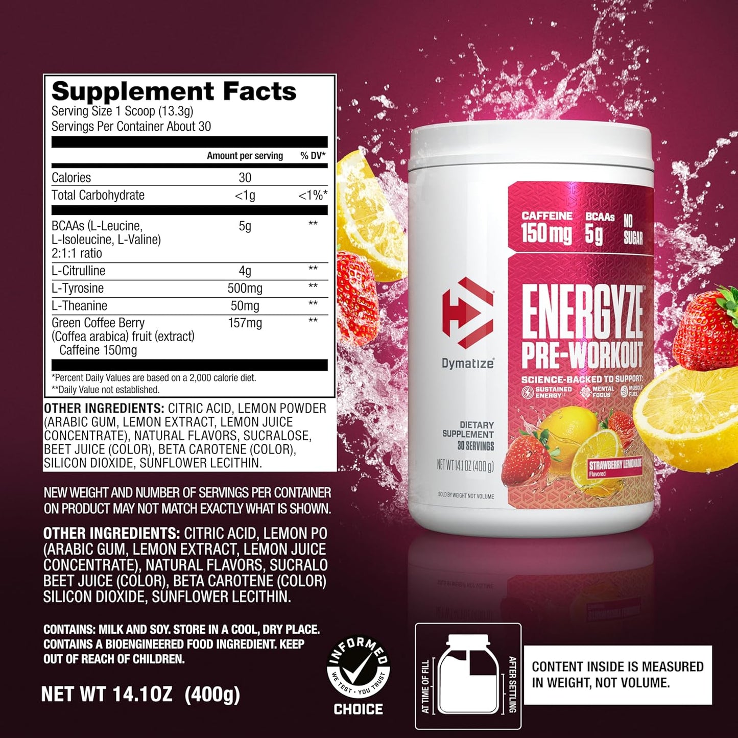 Dymatize Energyze Pre Workout strawberry