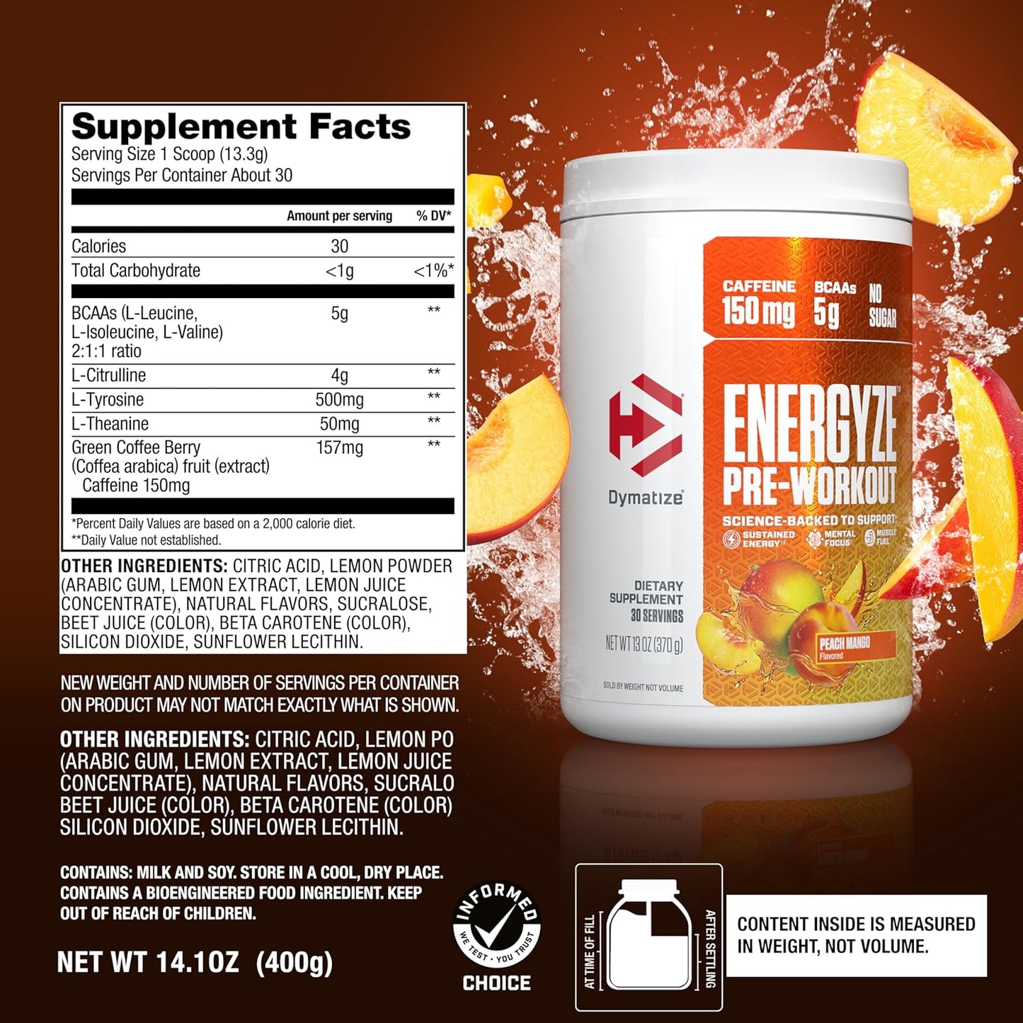 Dymatize Pre Workout Mango peach