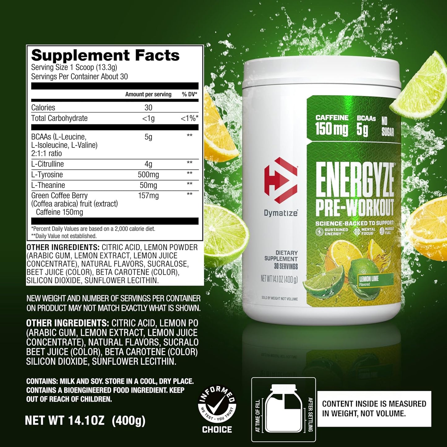 Dymatize Energize Pre Workout lemon