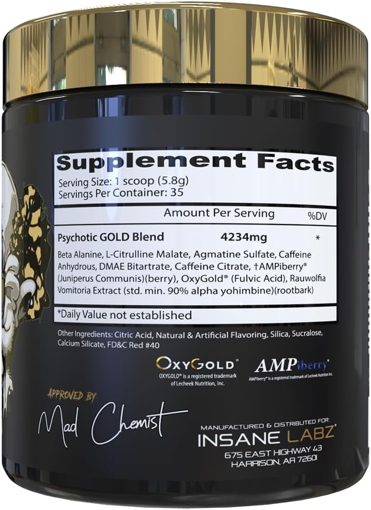 Insane Labs Psychotic Gold, High Stimulant Pre Workout