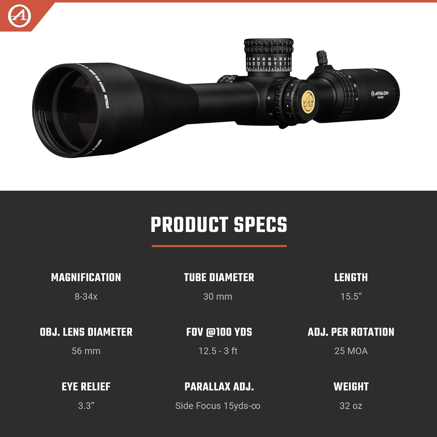 Athlon  Argos BTR GEN3 Riflescope 8-34x56 FFP
