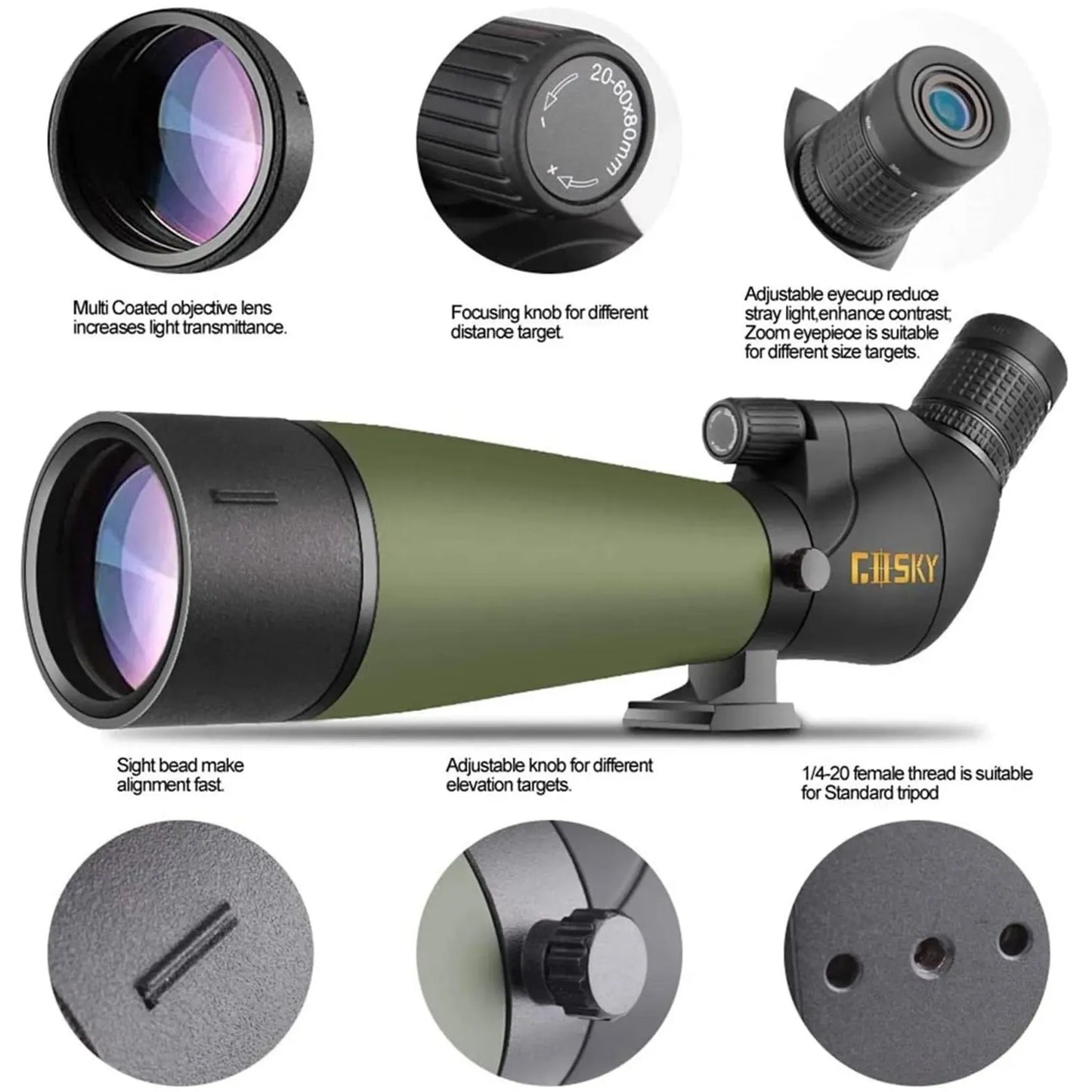 Gosky HD Spotting Scope 20-60x80mm