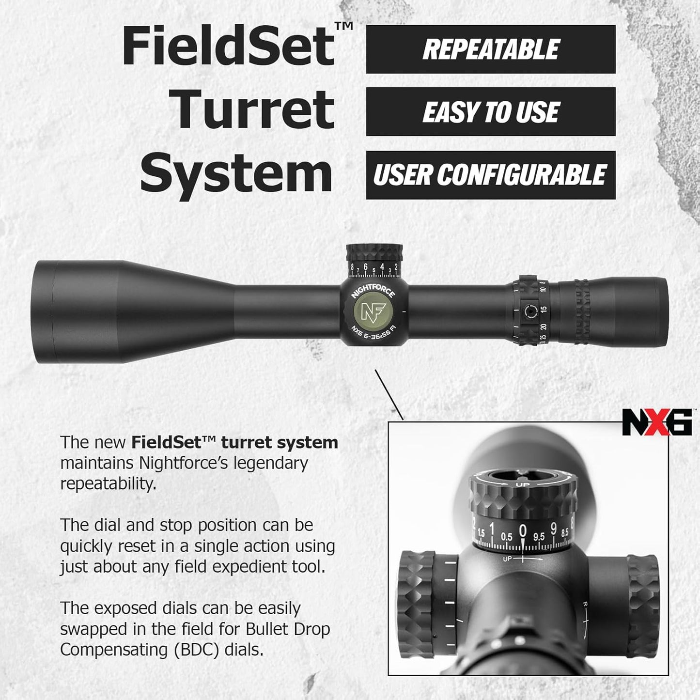 Nightforce NX6 6-36x56mm F1 Riflescope FFP